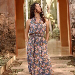 Garnet Hill Ambrose Floral Crepe Dress, Size XLG